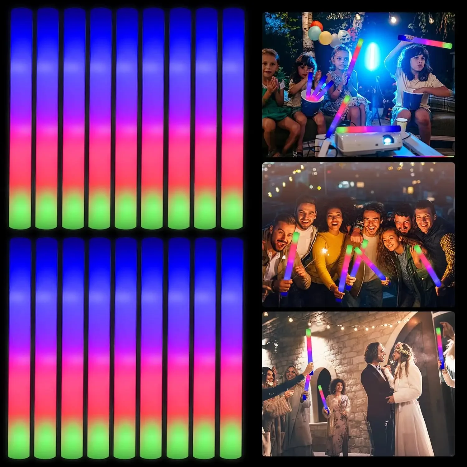 Flashing Led Foam Sticks Party - 3Z-50PCS Barras Luminosas de Espuma LED