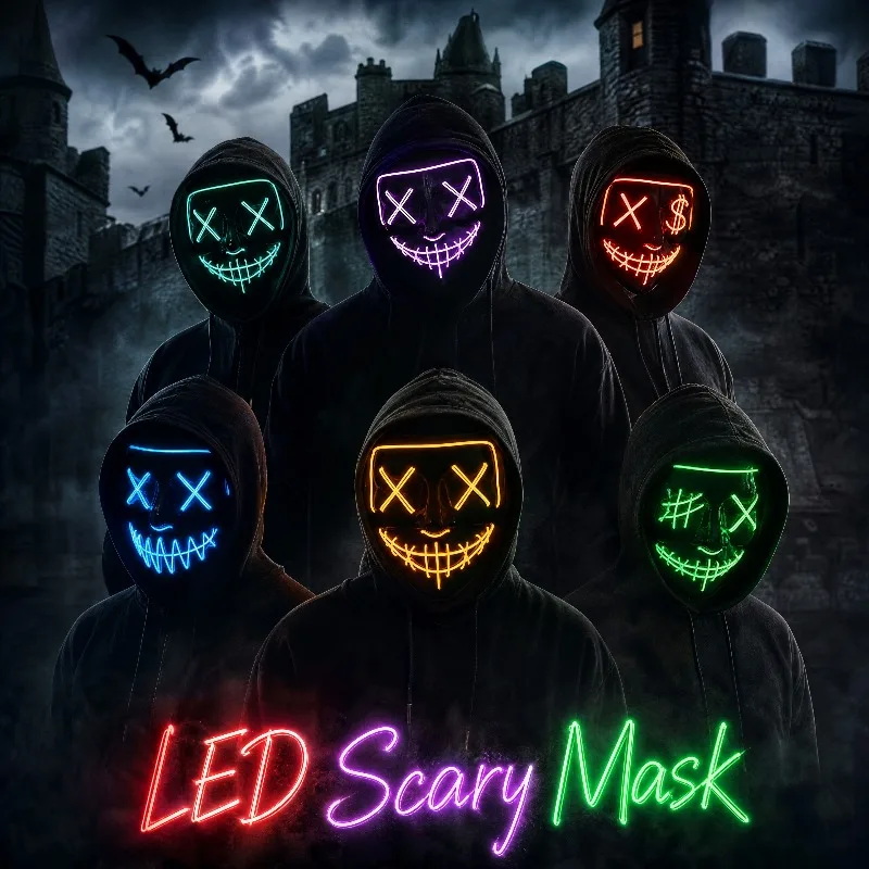 Led Purge Mask Halloween - Suministros para fiestas de Halloween 2026,