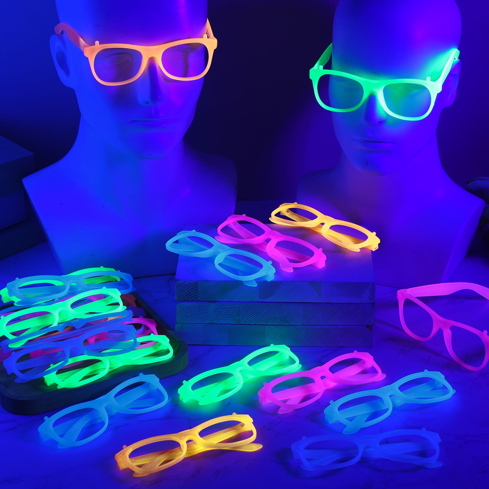 2/24 piezas de gafas de neón q - Glow In The Dark Party Glasses reseña y precio